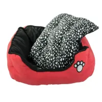 Legowisko posłanie dla psa z wyciąganą poduszką miękkie czerwone