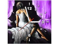 30X30CM ZEGAR PIĘKNA DZIEWCZYNA FIOLECIE OBRAZ DREWNO