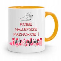 Kubek Żółty Dla Kosmetyczki Najlepsze Paznokcie! Z Nadrukiem Ze Zdjęciem