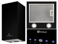 OKAP KUCHENNY ŚCIENNY CZARNY KOMINOWY KWADRATOWY