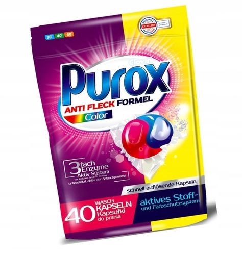 Kapsułki do prania PUROX KOLOR, usuwa zabrudzenia, chroni kolory, 40 na Arena.pl