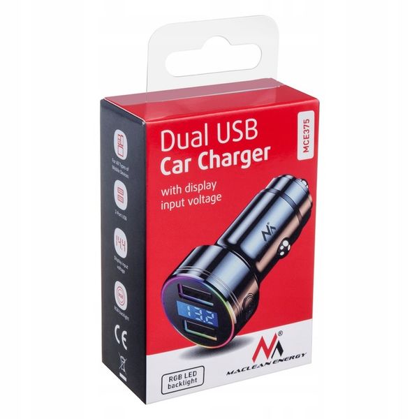 Ładowarka samochodowa Maclean MCE478 W QC 3.0 2xUSB biała zdjęcie 5
