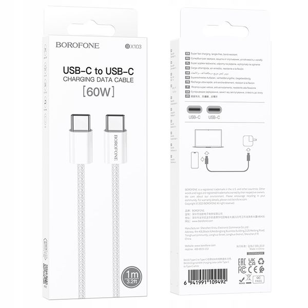 Kabel niktrade USB typ C - USB typ C 1 m biały zdjęcie 4