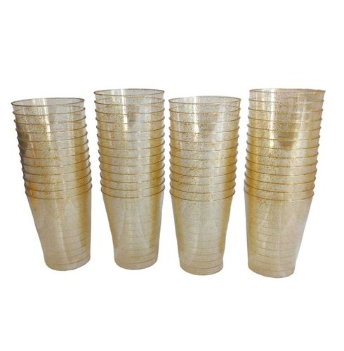 50 Kubków Imprezowych ze Złotym Brokatem 300ml $ na Arena.pl