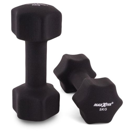 MAXXIVA Zestaw hantli z pokrowcem neoprenowym 2 x 5 kg, czar na Arena.pl