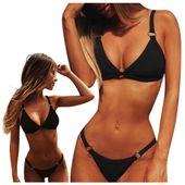 STRÓJ DWUCZĘŚCIOWY SEXY BIKINI KOSTIUM KĄPIELOWY CZARNY NA BASEN PLAŻĘ  S