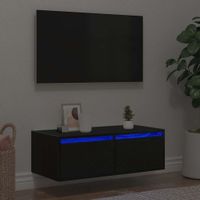 Szafka pod TV z oświetleniem LED, czarna, 75x35,5x25 cm