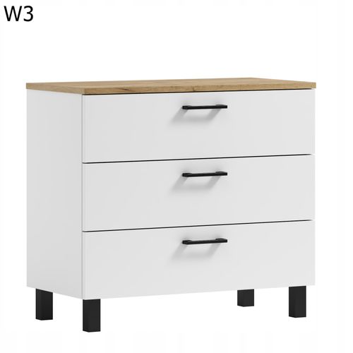 Komoda Nela 60 z 3 szufladami blat 16 biały/dąb craft złoty (W3) na Arena.pl