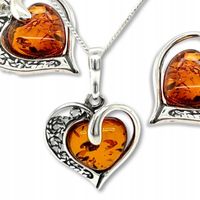 Wisiorek srebrny z bursztynem ORYGINALNA ZAWIESZKA ze srebra serce FILM