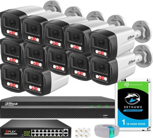 Zestaw Monitoringu DAHUA 12 Kamer 4MPx 2K+ Dual Light 30m Zewnętrzny PoE na Arena.pl
