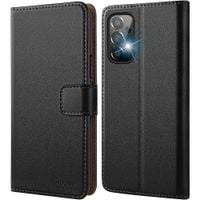 HOOMIL Etui Ochronne z Klapką ze Skóry do Samsung Galaxy A72 Czarne