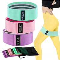 TAŚMY DO ĆWICZEŃ Gumy oporowe materiałowe 4FIZJO HIP BAND zestaw 3 szt