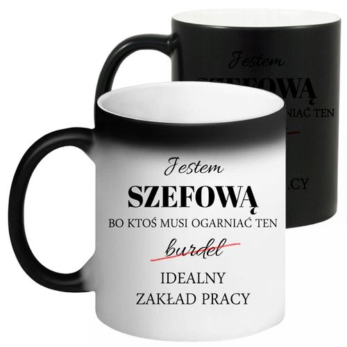 KUBEK MAGICZNY ŚMIESZNY PREZENT DLA KIEROWNIKA SZEFOWEJ URODZINY IMIENINY na Arena.pl