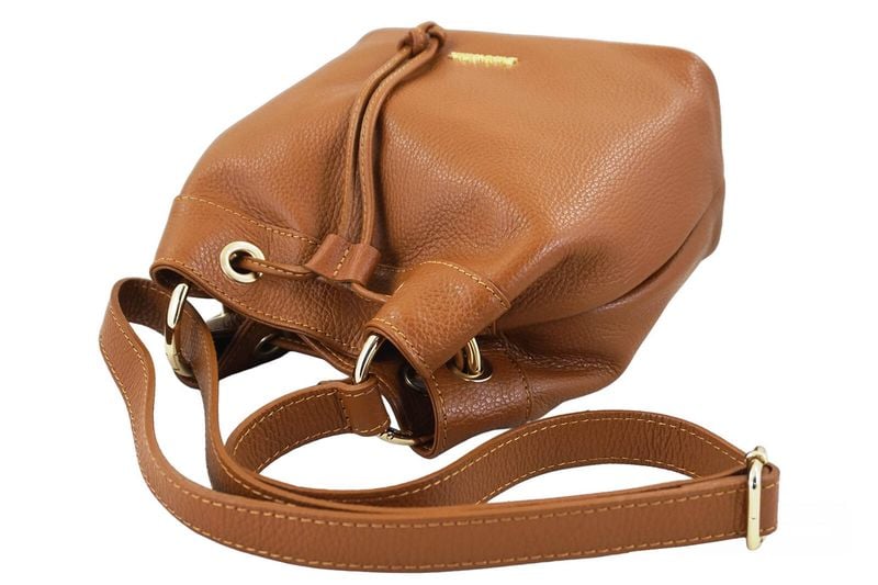 Torebka skórzana / mini worek - Brązowa jasna zdjęcie 5