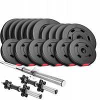 Zestaw obciążeń bitumicznych i gryfów do siłowni domowej hantle nakład 58kg
