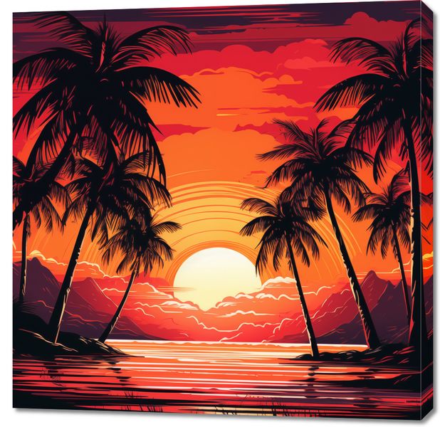 Obraz 90x90cm Palmy Przy Lagunie zdjęcie 1