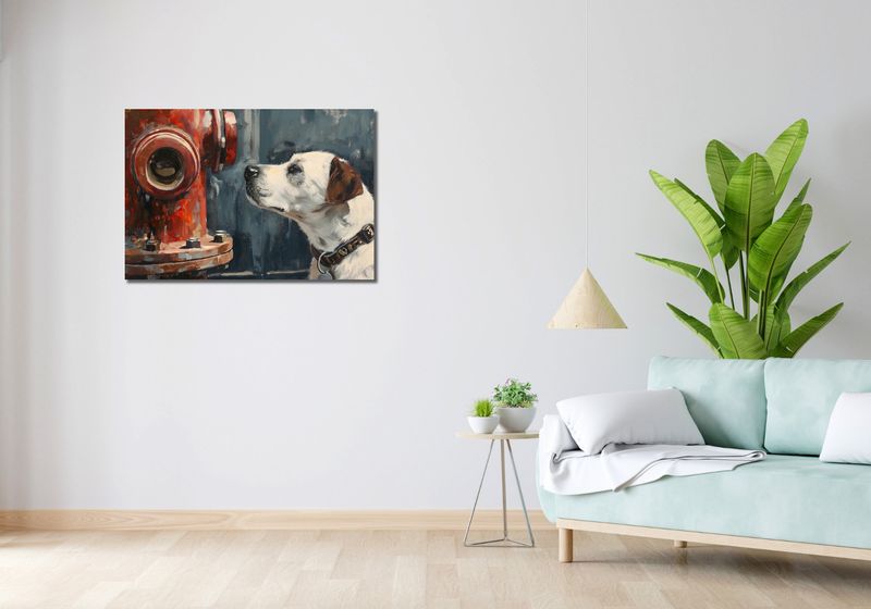 Obraz 90x60cm Kumpel przy Hydrancie zdjęcie 2