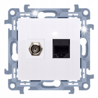 SIMON 10 GNIAZDO ANTENOWE TYPU "F" + RJ45 KAT.5E CASFRJ455.01/11 BIAŁY