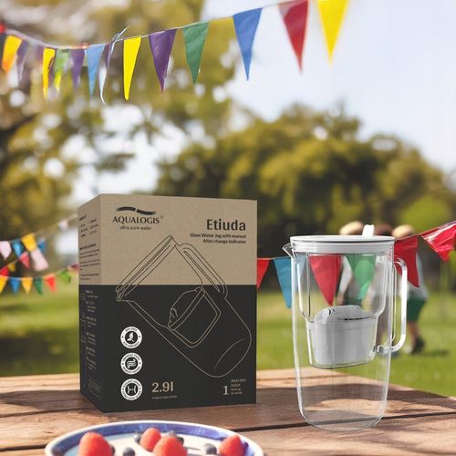 Dzbanek Filtrujący Szklany Biały Etiuda + 6 wkładów Pure+ Do Wody na Arena.pl