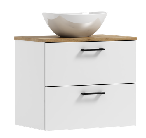 Szafka łazienkowa wisząca LUNA 50 biały/dąb  z umywalką Eliza B (W3) na Arena.pl