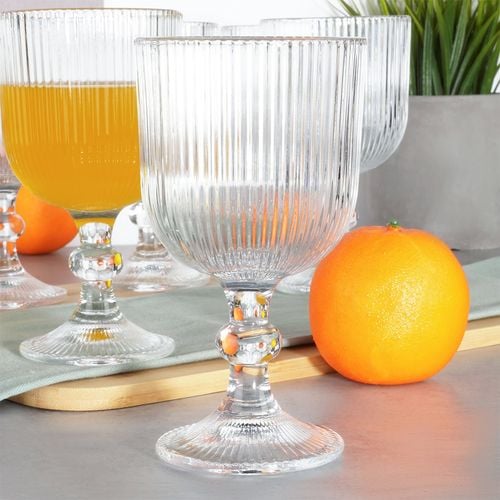 6x Kieliszki Ryflowane do Wina Białego Czerwonego Wody Deserów Szklane na Arena.pl