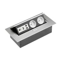 Przedłużacz biurkowy wpuszczany meblowy srebrny