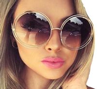 Okulary OVERSIZE okrągłe duże przeciwsłoneczne muchy D8_Brązowy