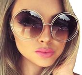 Okulary OVERSIZE okrągłe duże przeciwsłoneczne muchy D8_Brązowy