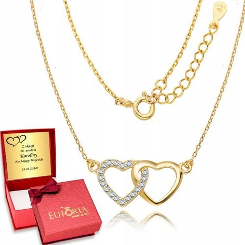 Złoty Łańcuszek 925 Naszyjnik Serce Dwa Serca na Arena.pl