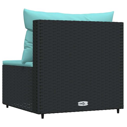 Środkowy moduł sofy z poduszkami, czarny, polirattan na Arena.pl
