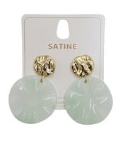 Kolczyki wiszące duże koła akryl stal chirurgiczna złoty, miętowy5 cm