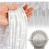 FIRANA GOTOWA FIRANKA DO SALONU POKOJU SZNURKOWA SREBRNY PASEK 300x250cm