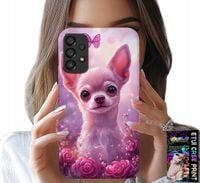 ETUI DO SAMSUNG GALAXY A33 5G - SŁODKA CHIHUAHUA NA RÓŻOWYM TLE KWIATAMI