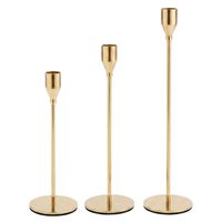 Zestaw 3 Świeczników Metalowych Złotych - Elegancki Komplet Świeczników Glamour Kaskada H23542 22,5cm, 27,5cm, 32,5cm
