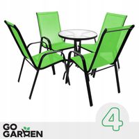 KRZESŁA OGRODOWE METALOWE NA BALKON TARAS FOTEL OGRÓD ZIELONE MOCNE 4 SZT