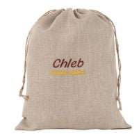 Worek Lniany na Chleb z Haftem 26x36 cm z Podszewką 100% Len
