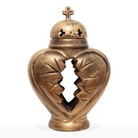 Znicz ceramiczny serce- stare złoto
