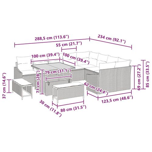 Zestaw Sof na Ogród 12 pcs Beżowy i kremowy 100 x 100 x 71 cm na Arena.pl