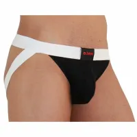 burn jock 004 m - błyszczący czarno-biały pas biodrowy, rozmiar m