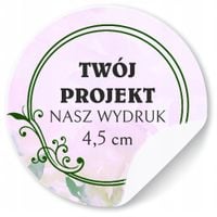Naklejki ETYKIETY REKLAMOWE twoje LOGO dowolny nadruk 4,5 cm 192 szt.