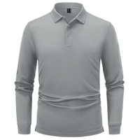 Koszulka Polo Męska Długi Rękaw Taktyczna Golf Szara Oddychająca XL
