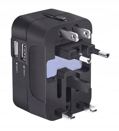 Uniwersalny Adapter Zasilania Przejściówka PL Na Cały Świat z 2x USB na Arena.pl