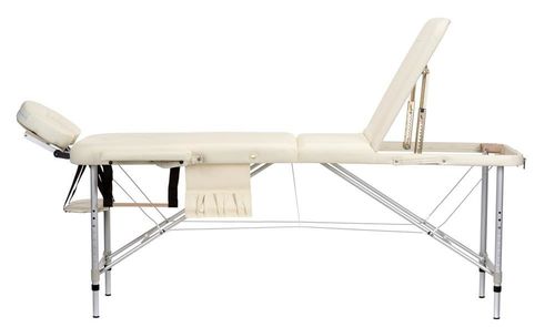 Stół, łóżko do masażu 3-segmentowe aluminiowe Kremowe na Arena.pl