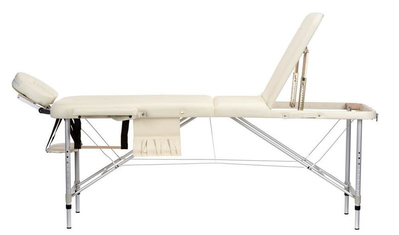 Stół, łóżko do masażu 3-segmentowe aluminiowe Kremowe zdjęcie 2