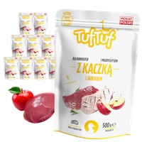 KARMA DLA PSA – MOKRA KARMA SASZETKA KACZKA JABŁKO 10x500g | TufTuf