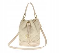 Laura Biaggi - torebka worek sakiewka zaciągany beżówy sześciokąty pik E106