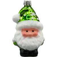 Bombka choinkowa szklana: Świąteczny Skrzat Mikołaj: zielony