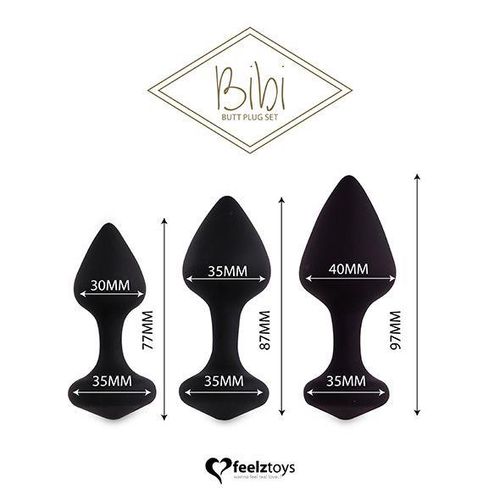 Feelztoys - Bibi Butt Plug Set 3 Pcs Black na Arena.pl