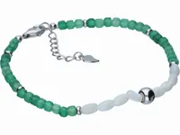 ELEGANCKA RODOWANA SREBRNA BRANSOLETKA FASETOWANY AWENTURYN BIAŁY AGAT