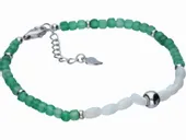 ELEGANCKA RODOWANA SREBRNA BRANSOLETKA FASETOWANY AWENTURYN BIAŁY AGAT